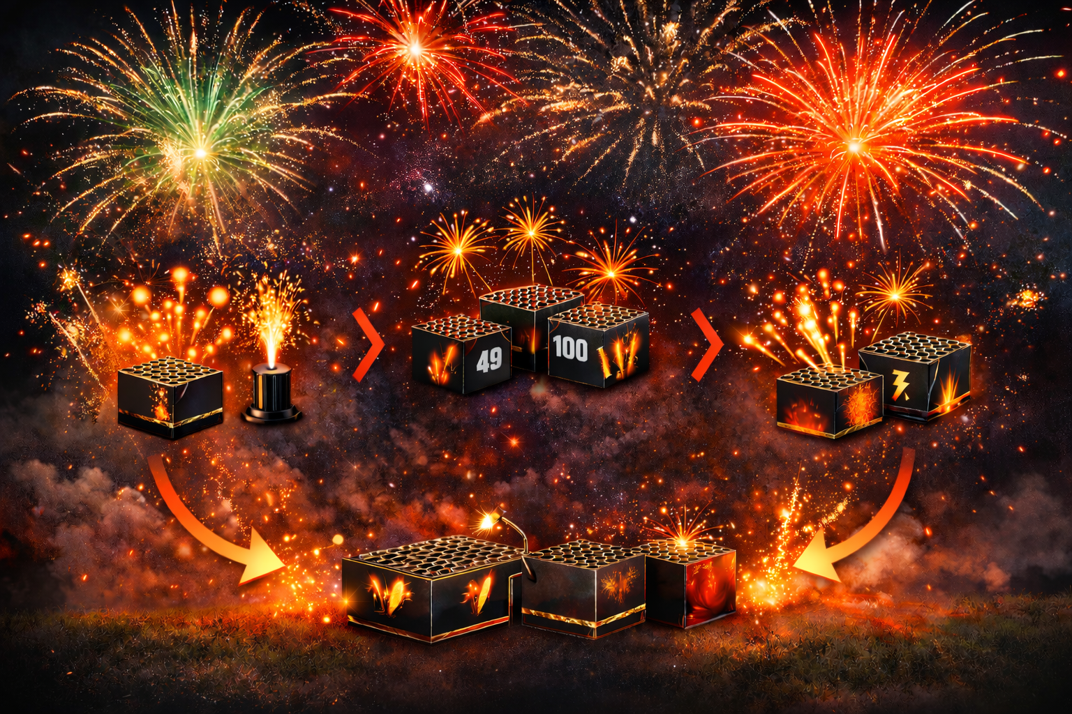 Wie man ein Feuerwerk mit mehreren Abschussvorrichtungen selbst herstellen kann? Leitfaden für Pyrotechnik