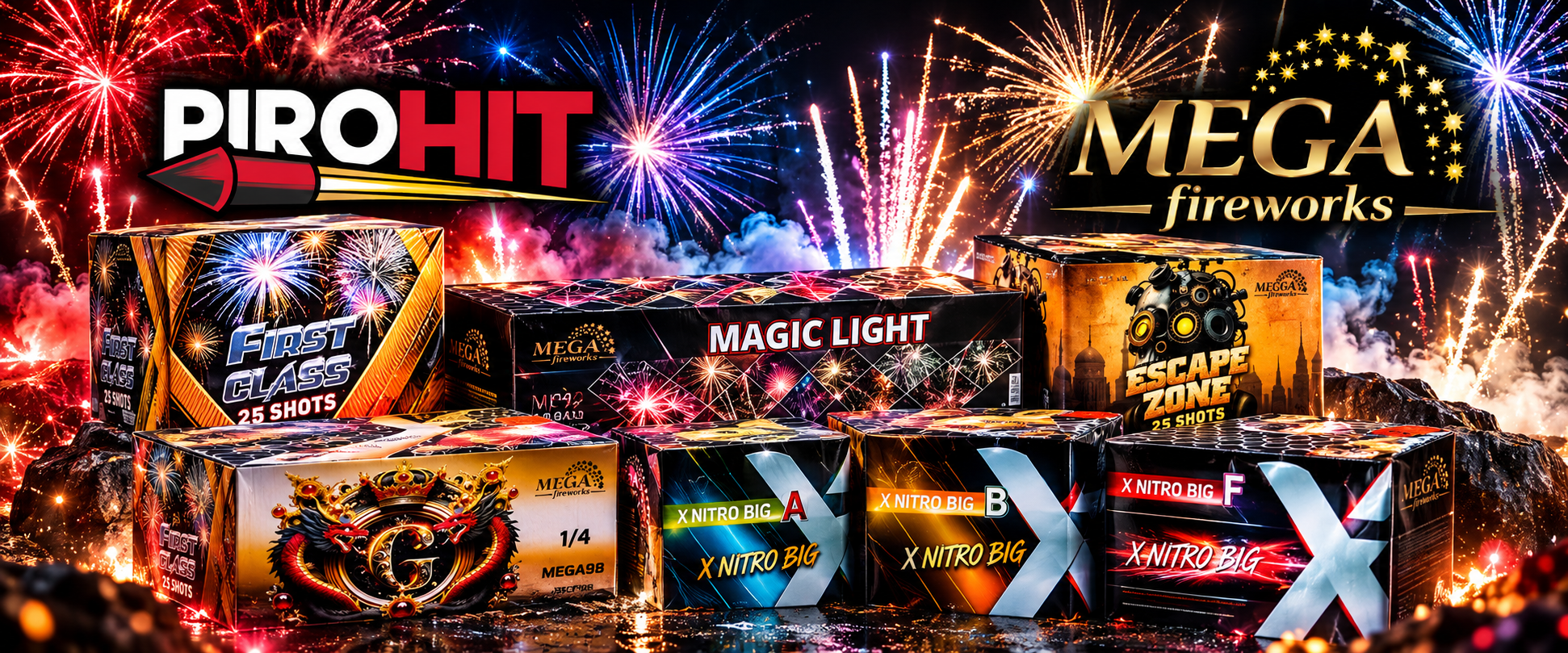 Mega Fireworks – Firework Batteries, Compound Fireworks & Large Calibres | PiroHiT Guide