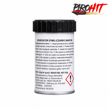 MA0510-BLACK Black Smoke Canister by Maxsem – 55 mm, Approx. 50 Seconds, P1