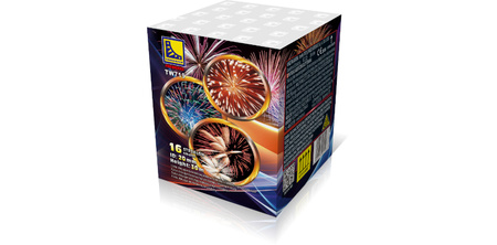 TW719 Tomaszek 16 Shots 20 mm - Compact F2 Firework Cake with Colour Stars and Bright Flashes
