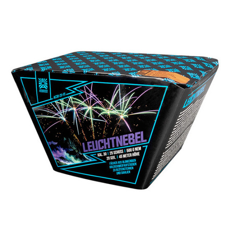 Leuchtnebel – fireworks cake 25 shots 30 mm F2 Argento Feuerwerke 4262363232443
