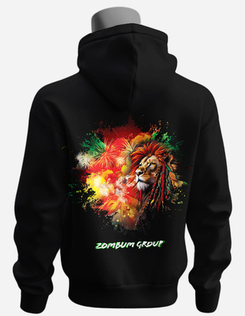 Bluza czarna z kapturem Amnesia BAM1 2x nadruk rozm. XL